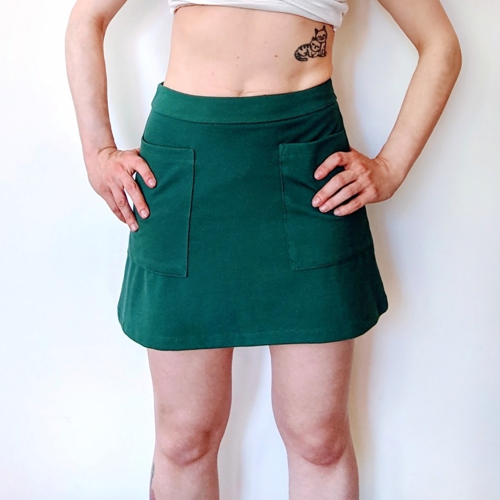 Teal mini skirt with pockets